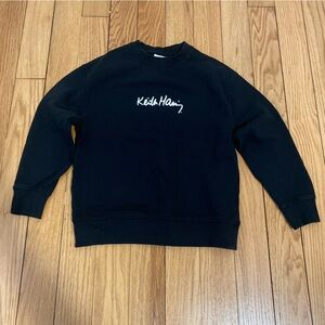 Zara x Keith Haring black sweatshirt with skater b2 artwork print on back